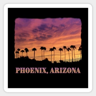 Phoenix, Arizona - Palm Trees, Sunset, scenic Sticker